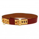 HERMES collier de chien red Box leather belt size 70FR