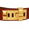 HERMES collier de chien red Box leather belt size 70FR