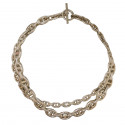  HERMES entwined anchor chain silver necklace