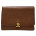 Portefeuille CHANEL cuir grainé marron