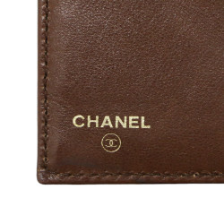 Porte cartes CHANEL cuir grainé marron