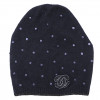 Bonnet CHANEL cachemire bleu nuit sequins broderies CC