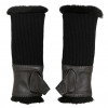 CHANEL black mittens lined in rabbit fur, size 7FR