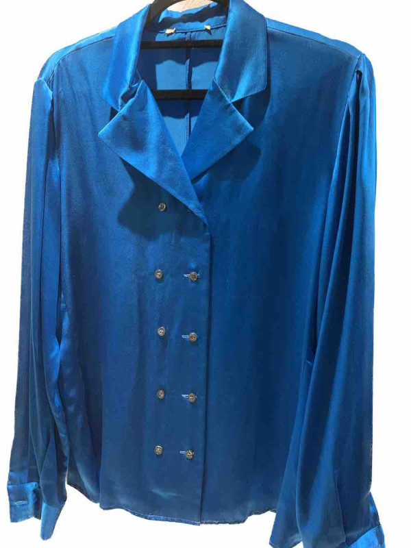 Blouse soie bleue