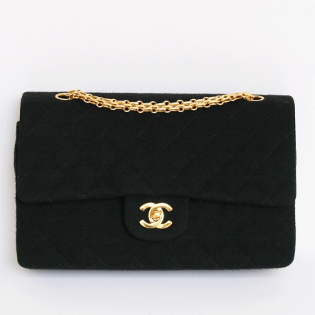 sac timeless CHANEL jersey noir 