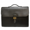 HERMES briefcase in black Box leather with two gussets