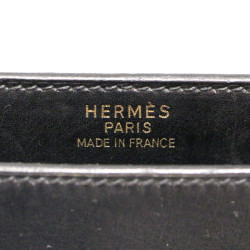 Sac à dépèches HERMES cuir box noir 2 soufflets