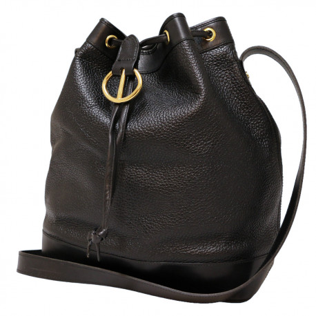 Sac seau CHRISTIAN DIOR cuir grainé noir