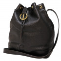 CHRISTIAN DIOR grained black leather bucket bag