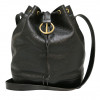 CHRISTIAN DIOR grained black leather bucket bag