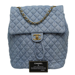 Sac à dos CHANEL denim bleu ciel