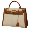 HERMES Vintage Kelly 32 canvas and leather