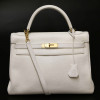 HERMES Kelly 32 bag white Clémence baby bull leather