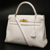 HERMES Kelly 32 bag white Clémence baby bull leather