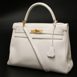 Sac Kelly 32 blanc HERMES taurillon clémence