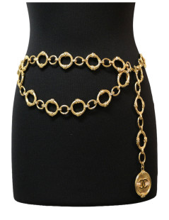 CHANEL gilded double chain belt