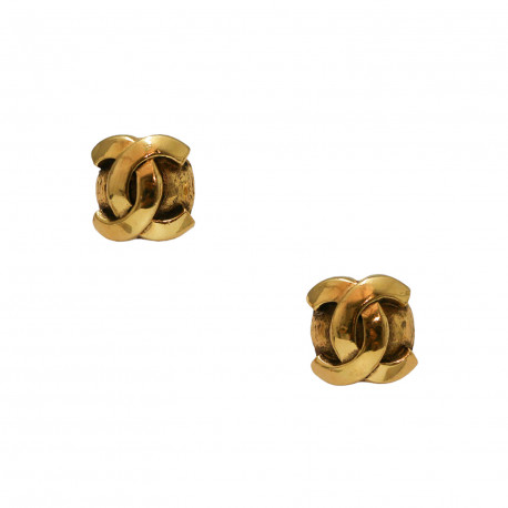 CHANEL gilded CC clip-on earrings