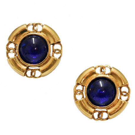 Boucles d'oreilles clips CHANEL bleu