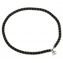 CHANEL silver chain interwoven with black leather belt