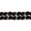 CHANEL silver chain interwoven with black leather belt