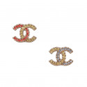 CHANEL multicolor rhinestones CC stud earrings