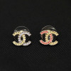 CHANEL multicolor rhinestones CC stud earrings