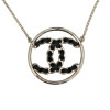 Collier pendentif CC CHANEL métal et cuir