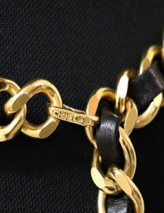 Ceinture CHANEL vintage cuir et métal noir