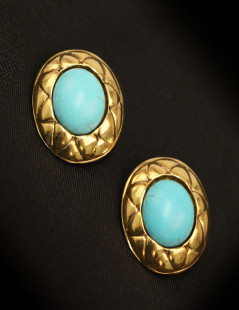 Clips turquoise CHANEL vintage