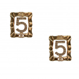 Clous d'oreilles CHANEL rectangle strass