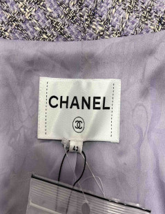 Veste tweed CHANEL violet et argent 