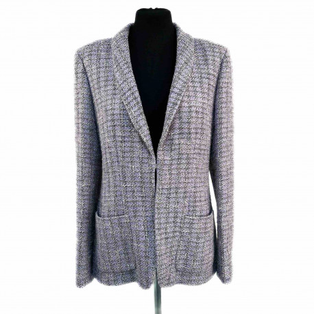 Veste CHANEL 2016 tweed violet et argent t42