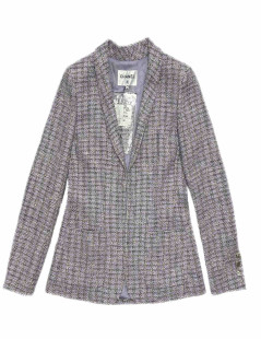 Veste tweed CHANEL violet et argent 