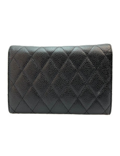 Portefeuille CHANEL cuir grainé noir