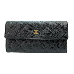 Portefeuille CHANEL cuir grainé noir