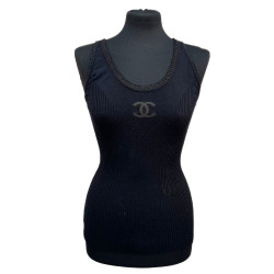 Haut T 36 CHANEL tricot noir double C