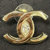 CHANEL large gold and rhinestones pierced earrings