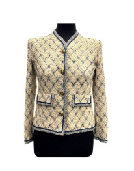 Veste CHANEL Couture T 38 beige bleue