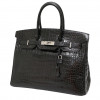 Sac HERMES Birkin 35 croco Porosus noir