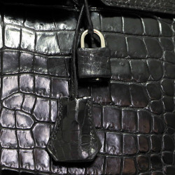 Sac HERMES Birkin 35 croco Porosus noir