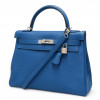 Sac HERMES Kelly 32 bleu retourné