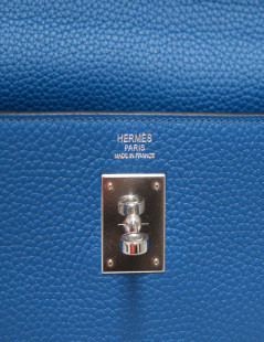 Sac HERMES Kelly 32 bleu retourné