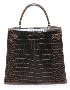 Kelly 32 HERMES porosus marron Vintage