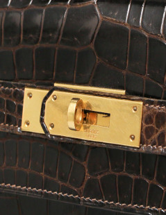 Kelly 32 HERMES porosus marron Vintage