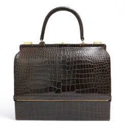 Malette HERMES crocodile marron