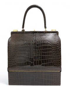 Mallette HERMES crocodile marron