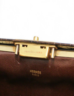 Mallette HERMES crocodile marron