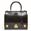 Sac Malette HERMES crocodile maron 