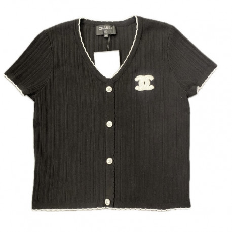 Top maille CHANEL noir T36