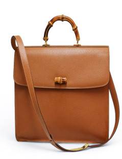 Cartable GUCCI Bamboo cuir caramel 